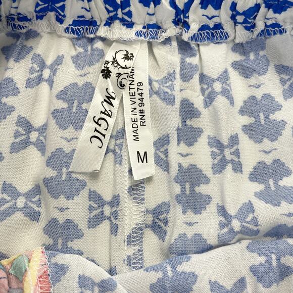 Magic Boho Skirt Womens Medium Blue Multicolor Geometric Rayon Ruffle Festival - Picture 5 of 7